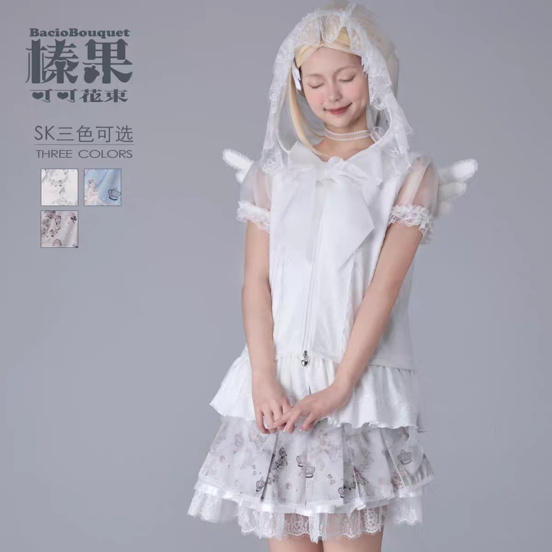 透明天使 立体翅膀连帽泡泡袖开衫