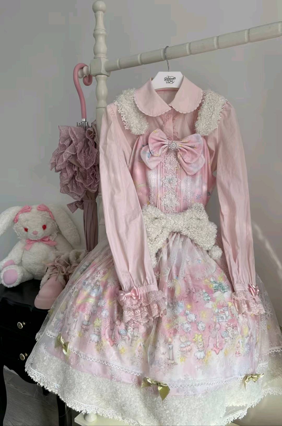 雪国童话粉色卷毛jsk