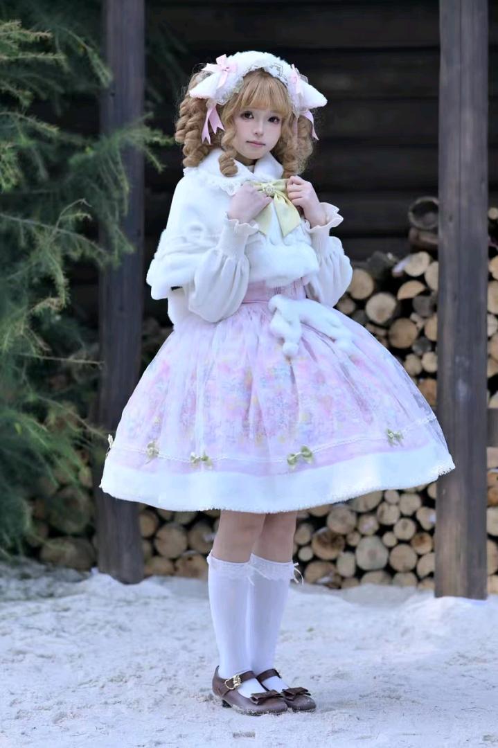 雪国童话粉色兔绒jsk