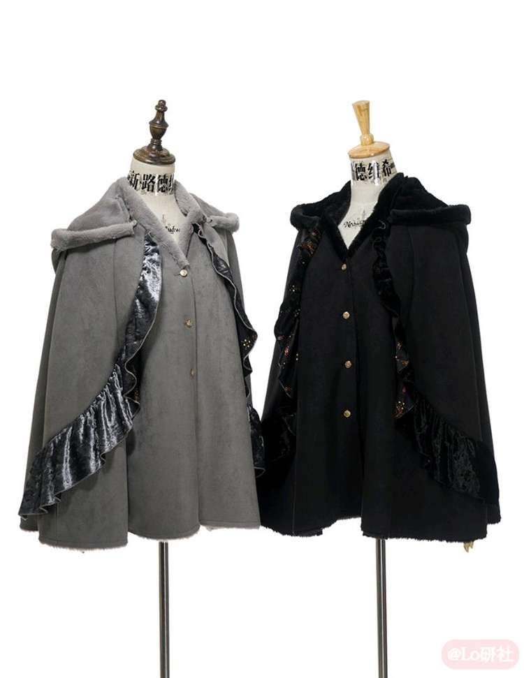 Borgia 人造皮毛一体反裘 兜帽斗篷