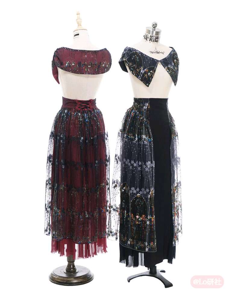 刺绣透明彩窗半裙+披肩 2件套