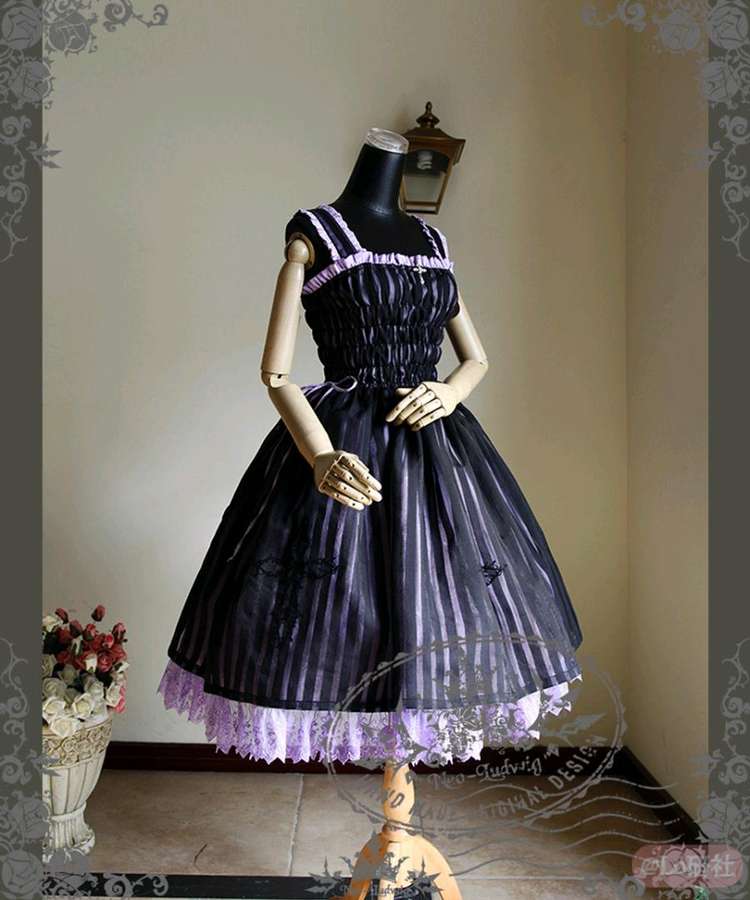 百年孤寂 条纹罩纱双层JSK