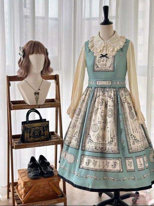 瓷心绘梦绿色加长款JSK